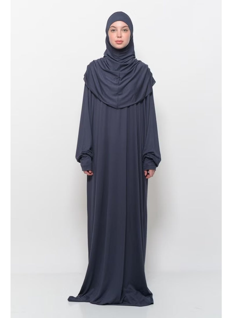 Altobeh فستان صلاة بكم بات من القطن قطعة واحدة قابل للإزالة مع حجاب - مدخن - Image 1